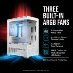 GAMDIAS AURA GC9M ELITE WH ARGB Micro-Tower Case – Panoramic Tempered Glass, 3×120mm ARGB Fans Pre-installed , Micro-ATX / Mini-ITX Support, 280mm GPU, 5V ARGB Sync | WHITE - Image 5