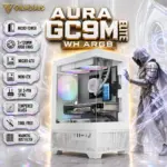GAMDIAS AURA GC9M ELITE WH ARGB Micro-Tower Case – Panoramic Tempered Glass, 3×120mm ARGB Fans Pre-installed , Micro-ATX / Mini-ITX Support, 280mm GPU, 5V ARGB Sync | WHITE