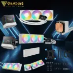 GAMDIAS CHIONE E4-360 V2 WH 360mm AIO Liquid Cooler, Dual Infinity-Mirror Digital Display, 3×120mm ARGB PWM Fans, 2200RPM, 81.81 CFM, 2600RPM Pump, LGA1851/1700, AM5/AM4, ARGB Sync | WHITE - Image 10