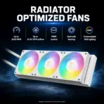 GAMDIAS CHIONE E4-360 V2 WH 360mm AIO Liquid Cooler, Dual Infinity-Mirror Digital Display, 3×120mm ARGB PWM Fans, 2200RPM, 81.81 CFM, 2600RPM Pump, LGA1851/1700, AM5/AM4, ARGB Sync | WHITE - Image 6