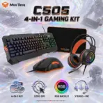 Meetion C505 4-in-1 Wired RGB Gaming Kit with Backlit Full-Size Keyboard, 3200 DPI Mouse, Stereo Headset with Microphone & Precision Mouse Pad – Black