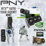 PNY GeForce RTX 5070 OC 12GB GDDR7 Overclocked GPU With Triple Fan Cooling & Stealth Mode , DLSS 4, Ray Tracing, PCIe 5.0, 6144 CUDA , 2587 MHz Boost, Blackwell Architecture, 4K/8K Ready, Metal Backplate, 250W TDP | BLACK