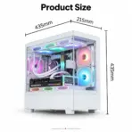 SNOWMAN CS050 M-ATX Case, Dual Tempered Glass, 3×120mm ARGB Built-in Fans, 9-Fan Cooling, 360mm Top AIO, 420mm GPU & 165mm CPU Cooler Support | WHITE - Image 9