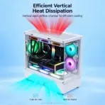SNOWMAN CS050 M-ATX Case, Dual Tempered Glass, 3×120mm ARGB Built-in Fans, 9-Fan Cooling, 360mm Top AIO, 420mm GPU & 165mm CPU Cooler Support | WHITE - Image 6