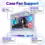 SNOWMAN CS050 M-ATX Case, Dual Tempered Glass, 3×120mm ARGB Built-in Fans, 9-Fan Cooling, 360mm Top AIO, 420mm GPU & 165mm CPU Cooler Support | WHITE - Image 5
