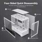 SNOWMAN CS050 M-ATX Case, Dual Tempered Glass, 3×120mm ARGB Built-in Fans, 9-Fan Cooling, 360mm Top AIO, 420mm GPU & 165mm CPU Cooler Support | WHITE - Image 8