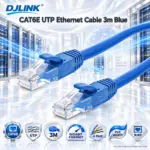 DJLINK CAT6E UTP Ethernet Cable 3m Blue With 4-Pair Unshielded Twisted Pair Construction, PVC Jacket, Gigabit Ethernet Performance, And RJ45 Connectors For PCs, Routers, Switches