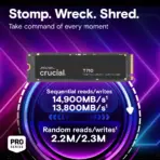 Crucial T710 2TB PCIe 5.0 x4 NVMe M.2 SSD, 14,500MB/s Read, 13,800MB/s Write, 2.3M IOPS, Micron G9 NAND & 1,200 TBW | CT2000T710SSD8 ● PULL OUT - Image 2