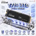 Crucial T710 2TB PCIe 5.0 x4 NVMe M.2 SSD, 14,500MB/s Read, 13,800MB/s Write, 2.3M IOPS, Micron G9 NAND & 1,200 TBW | CT2000T710SSD8 ● PULL OUT