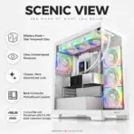 DeepCool CG580 4F V2 WH Panoramic ATX Gaming Case, 270° Tempered Glass, 4× ARGB PWM Fans, Dual 360mm Radiator Support, 410mm GPU, USB-C | WHITE - Image 3