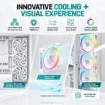 DeepCool CG580 4F V2 WH Panoramic ATX Gaming Case, 270° Tempered Glass, 4× ARGB PWM Fans, Dual 360mm Radiator Support, 410mm GPU, USB-C | WHITE - Image 5