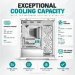 DeepCool CG580 4F V2 WH Panoramic ATX Gaming Case, 270° Tempered Glass, 4× ARGB PWM Fans, Dual 360mm Radiator Support, 410mm GPU, USB-C | WHITE - Image 6