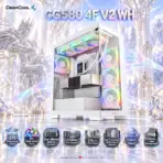 DeepCool CG580 4F V2 WH Panoramic ATX Gaming Case, 270° Tempered Glass, 4× ARGB PWM Fans, Dual 360mm Radiator Support, 410mm GPU, USB-C | WHITE
