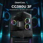 DeepCool CG380U 3F Curved Panoramic Micro-ATX Gaming Case, 3× ARGB Fans, 360mm Radiator, 410mm GPU, Rear-Connector Support, USB-C Gen2 | Black - Image 2