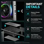 DeepCool CG380U 3F Curved Panoramic Micro-ATX Gaming Case, 3× ARGB Fans, 360mm Radiator, 410mm GPU, Rear-Connector Support, USB-C Gen2 | Black - Image 7