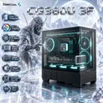 DeepCool CG380U 3F Curved Panoramic Micro-ATX Gaming Case, 3× ARGB Fans, 360mm Radiator, 410mm GPU, Rear-Connector Support, USB-C Gen2 | Black