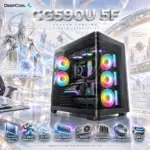 DeepCool CG590U 5F Curved-Glass ATX Gaming Case, 5× ARGB PWM Fans, Triple 360mm Radiator Support, 410mm GPU, Rear-Connector Support, USB-C Gen2 | BLACK