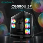 DeepCool CG590U 5F Curved-Glass ATX Gaming Case, 5× ARGB PWM Fans, Triple 360mm Radiator Support, 410mm GPU, Rear-Connector Support, USB-C Gen2 | BLACK - Image 2