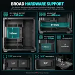 DeepCool CG590U 5F Curved-Glass ATX Gaming Case, 5× ARGB PWM Fans, Triple 360mm Radiator Support, 410mm GPU, Rear-Connector Support, USB-C Gen2 | BLACK - Image 5