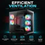 DeepCool CG590U 5F Curved-Glass ATX Gaming Case, 5× ARGB PWM Fans, Triple 360mm Radiator Support, 410mm GPU, Rear-Connector Support, USB-C Gen2 | BLACK - Image 7
