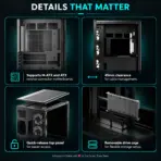DeepCool CG590U 5F Curved-Glass ATX Gaming Case, 5× ARGB PWM Fans, Triple 360mm Radiator Support, 410mm GPU, Rear-Connector Support, USB-C Gen2 | BLACK - Image 9