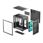 DeepCool CG590 MESH 2F Dual-Chamber ATX Case, 2×160mm ARGB Fans, Up To 13 Fans, Triple 360mm Radiator Support, 410mm GPU, USB-C Gen2 | BLACK  - Image 20