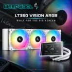 DeepCool LT360 VISION WH ARGB 360mm AIO Liquid Cooler, 4.5" IPS LCD, 90° Adjustable Display, 3400 RPM Gen 6 Pump, 3×120mm ARGB Fans, Intel/AMD | WHITE - Image 2