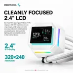 DeepCool LM360 WH 360mm ARGB Liquid Cooler, 2.4" IPS LCD, MP4 Playback, Gen 6 PWM Pump, 3×120mm FL12 SE Fans, Intel LGA1851/1700 & AMD AM5/AM4 | WHITE  - Image 3