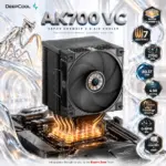 DeepCool AK700 VC CPU Air Cooler, Vapor Chamber 2.0, 7 Heatpipes, 2700 RPM FDB PWM Fan, 80.37 CFM, 4.98 mmAq, LGA1851/1700 & AM5/AM4 | BLACK