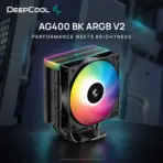 DeepCool AG400 BK ARGB V2 CPU Cooler, 4×6mm Heatpipes, 120mm ARGB PWM Fan, 2100 RPM, 75.89 CFM, 2.53 mmAq, LGA1851/1700 & AM5/AM4 | BLACK - Image 2