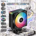 DeepCool AG400 BK ARGB V2 CPU Cooler, 4×6mm Heatpipes, 120mm ARGB PWM Fan, 2100 RPM, 75.89 CFM, 2.53 mmAq, LGA1851/1700 & AM5/AM4 | BLACK