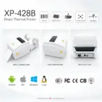 Xprinter XP-428B 4-Inch Direct Thermal Label Printer, 108mm Print Width, 203 DPI, 152mm/s, USB+LAN Interface, 127mm Roll Capacity, TSPL/ZPL/EPL/DPL, Dual Sensors, White - Image 4