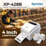 Xprinter XP-428B 4-Inch Direct Thermal Label Printer, 108mm Print Width, 203 DPI, 152mm/s, USB+LAN Interface, 127mm Roll Capacity, TSPL/ZPL/EPL/DPL, Dual Sensors, White - Image 2