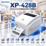 Xprinter XP-428B 4-Inch Direct Thermal Label Printer, 108mm Print Width, 203 DPI, 152mm/s, USB+LAN Interface, 127mm Roll Capacity, TSPL/ZPL/EPL/DPL, Dual Sensors, White