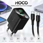 HOCO CS84A 30W Dual-Port USB-A + USB-C Charger Set With LED Charging Display, Type-C To Type-C Cable, Simultaneous Charging, And Multi-Layer Safety Protection