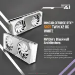 INNO3D GeForce RTX 5070 TWIN X2 OC WHITE 12GB GDDR7, 2542MHz Boost, 6144 CUDA, DLSS 4, Dual 88mm Fan, 2-Slot SFF, PCIe 5.0, DP 2.1b + HDMI 2.1b - Image 3