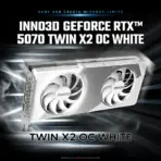 INNO3D GeForce RTX 5070 TWIN X2 OC WHITE 12GB GDDR7, 2542MHz Boost, 6144 CUDA, DLSS 4, Dual 88mm Fan, 2-Slot SFF, PCIe 5.0, DP 2.1b + HDMI 2.1b - Image 2