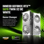 INNO3D GeForce RTX 5070 TWIN X2 OC WHITE 12GB GDDR7, 2542MHz Boost, 6144 CUDA, DLSS 4, Dual 88mm Fan, 2-Slot SFF, PCIe 5.0, DP 2.1b + HDMI 2.1b - Image 5