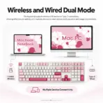 AKKO Prunus Lannesiana 3108RF Full-Size Dual-Mode (Wireless 2.4GHz & USB Type-C) Mechanical Keyboard, Frost Pink Linear Switches, PBT Double-Shot Keycaps, Cherry Profile, For Windows / macOS / iOS / Android - Image 4