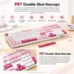 AKKO Prunus Lannesiana 3108RF Full-Size Dual-Mode (Wireless 2.4GHz & USB Type-C) Mechanical Keyboard, Frost Pink Linear Switches, PBT Double-Shot Keycaps, Cherry Profile, For Windows / macOS / iOS / Android - Image 3