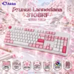 AKKO Prunus Lannesiana 3108RF Full-Size Dual-Mode (Wireless 2.4GHz & USB Type-C) Mechanical Keyboard, Frost Pink Linear Switches, PBT Double-Shot Keycaps, Cherry Profile, For Windows / macOS / iOS / Android