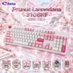 AKKO Prunus Lannesiana 3108RF Full-Size Dual-Mode (Wireless 2.4GHz & USB Type-C) Mechanical Keyboard, Frost Pink Linear Switches, PBT Double-Shot Keycaps, Cherry Profile, For Windows / macOS / iOS / Android