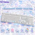 AKKO Cinnamoroll 3108RF Full-Size Wireless Dual-Mode (2.4GHz & USB-C) Mechanical Keyboard, Frost Pink Linear Switches, PBT Dye-Sub Keycaps | OFF-WHITE 