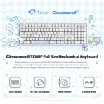 AKKO Cinnamoroll 3108RF Full-Size Wireless Dual-Mode (2.4GHz & USB-C) Mechanical Keyboard, Frost Pink Linear Switches, PBT Dye-Sub Keycaps | OFF-WHITE  - Image 4