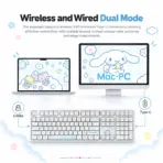 AKKO Cinnamoroll 3108RF Full-Size Wireless Dual-Mode (2.4GHz & USB-C) Mechanical Keyboard, Frost Pink Linear Switches, PBT Dye-Sub Keycaps | OFF-WHITE  - Image 5