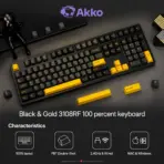 AKKO Black & Gold 3108RF Full-Size Dual-Mode Wireless (2.4GHz & USB-C) Mechanical Keyboard, Frost Pink Linear Switches, PBT Double-Shot Keycaps, Cherry Profile, 2 × AAA Batteries - Image 2