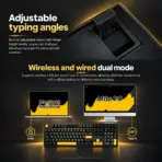 AKKO Black & Gold 3108RF Full-Size Dual-Mode Wireless (2.4GHz & USB-C) Mechanical Keyboard, Frost Pink Linear Switches, PBT Double-Shot Keycaps, Cherry Profile, 2 × AAA Batteries - Image 4