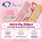 AKKO POCO Pig 3108v3 RF Full-Size Dual-Mode Wireless (2.4GHz & USB-C) Mechanical Keyboard, Frost Pink Linear Switches, PBT Dye-Sub MOA Keycaps, For Windows / macOS / iOS / Android - Image 2