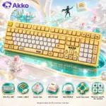 AKKO POCO Duck 3108v3 RF Full-Size Dual-Mode Wireless (2.4GHz & USB-C) Mechanical Keyboard, Frost Pink Linear Switches, PBT Dye-Sub MOA Keycaps, For Windows / macOS / iOS / Android 