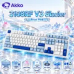 AKKO 3108RF V3 Glacier Full-Size Dual-Mode Wireless (2.4GHz & USB-C) Mechanical Keyboard, Frost Pink Linear Switches, PBT Double-Shot Cherry Keycaps, For (  Windows / macOS / Linux)